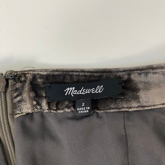 Madewell Velvet Ruffle-Edge A-Line Mini Skirt Pewter Brown Silk Blend Coquette 2 - Picture 7 of 8